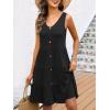 imageANRABESS Womens Summer Beach Vacation Dresses V Neck Sleeveless Casual Button Down A Line Swing Mini Sundresses with PocketsBlack