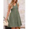imageANRABESS Womens Summer Beach Vacation Dresses V Neck Sleeveless Casual Button Down A Line Swing Mini Sundresses with PocketsOlive