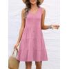 imageANRABESS Womens Summer Beach Vacation Dresses V Neck Sleeveless Casual Button Down A Line Swing Mini Sundresses with PocketsPink