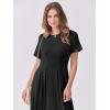 imageANRABESS Womens Summer Casual Dress Short Sleeve Crewneck Pleated Waisted Swing Flowy 2025 A Line Beach Maxi Long DressesBlack