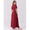 imageANRABESS Womens Summer Casual Dress Short Sleeve Crewneck Pleated Waisted Swing Flowy 2025 A Line Beach Maxi Long DressesBurgundy
