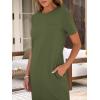 imageANRABESS Womens Summer Casual Midi Dress Short Sleeve Crewneck T Shirt Long Dresses Split Stripe Beach Vacation Travel OutfitArmy Green