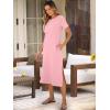 imageANRABESS Womens Summer Casual Midi Dress Short Sleeve Crewneck T Shirt Long Dresses Split Stripe Beach Vacation Travel OutfitPink