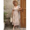 imageANRABESS Womens Summer Floral Maxi Dress Casual V Neck Short Sleeve Chiffon Boho Flowy Beach 2025 Wedding Guest Long DressesApricot Flor