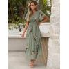 imageANRABESS Womens Summer Floral Maxi Dress Casual V Neck Short Sleeve Chiffon Boho Flowy Beach 2025 Wedding Guest Long DressesFloral Green