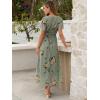 imageANRABESS Womens Summer Floral Maxi Dress Casual V Neck Short Sleeve Chiffon Boho Flowy Beach 2025 Wedding Guest Long DressesFloral Green