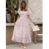 imageANRABESS Womens Summer Floral Maxi Dress Casual V Neck Short Sleeve Chiffon Boho Flowy Beach 2025 Wedding Guest Long DressesPink Flor