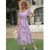 imageANRABESS Womens Summer Floral Maxi Dress Casual V Neck Short Sleeve Chiffon Boho Flowy Beach 2025 Wedding Guest Long DressesPurple Flor