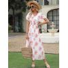 imageANRABESS Womens Summer Floral Maxi Dress Casual V Neck Short Sleeve Chiffon Boho Flowy Beach 2025 Wedding Guest Long DressesRed Flor