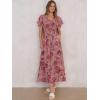imageANRABESS Womens Summer Floral Maxi Dress Casual V Neck Short Sleeve Chiffon Boho Flowy Beach 2025 Wedding Guest Long DressesRose Red Flor