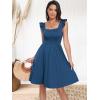 imageANRABESS Womens Summer Short Dress 2025 Square Neck Sleeveless A Line Ruffled Wedding Casual Cute Teen Beach Mini SundressBlue
