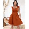 imageANRABESS Womens Summer Short Dress 2025 Square Neck Sleeveless A Line Ruffled Wedding Casual Cute Teen Beach Mini SundressBrick Red