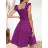 imageANRABESS Womens Summer Short Dress 2025 Square Neck Sleeveless A Line Ruffled Wedding Casual Cute Teen Beach Mini SundressFuchsia