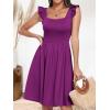 imageANRABESS Womens Summer Short Dress 2025 Square Neck Sleeveless A Line Ruffled Wedding Casual Cute Teen Beach Mini SundressFuchsia