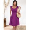 imageANRABESS Womens Summer Short Dress 2025 Square Neck Sleeveless A Line Ruffled Wedding Casual Cute Teen Beach Mini SundressFuchsia