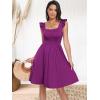 imageANRABESS Womens Summer Short Dress 2025 Square Neck Sleeveless A Line Ruffled Wedding Casual Cute Teen Beach Mini SundressFuchsia