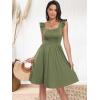 imageANRABESS Womens Summer Short Dress 2025 Square Neck Sleeveless A Line Ruffled Wedding Casual Cute Teen Beach Mini SundressOlive