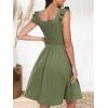 imageANRABESS Womens Summer Short Dress 2025 Square Neck Sleeveless A Line Ruffled Wedding Casual Cute Teen Beach Mini SundressOlive