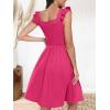 imageANRABESS Womens Summer Short Dress 2025 Square Neck Sleeveless A Line Ruffled Wedding Casual Cute Teen Beach Mini SundressPink