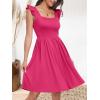 imageANRABESS Womens Summer Short Dress 2025 Square Neck Sleeveless A Line Ruffled Wedding Casual Cute Teen Beach Mini SundressPink