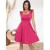 imageANRABESS Womens Summer Short Dress 2025 Square Neck Sleeveless A Line Ruffled Wedding Casual Cute Teen Beach Mini SundressPink