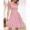 imageANRABESS Womens Summer Short Dress 2025 Square Neck Sleeveless A Line Ruffled Wedding Casual Cute Teen Beach Mini SundressPink Floral