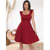 imageANRABESS Womens Summer Short Dress 2025 Square Neck Sleeveless A Line Ruffled Wedding Casual Cute Teen Beach Mini SundressWine Red