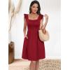 imageANRABESS Womens Summer Short Dress 2025 Square Neck Sleeveless A Line Ruffled Wedding Casual Cute Teen Beach Mini SundressWine Red