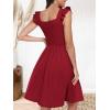 imageANRABESS Womens Summer Short Dress 2025 Square Neck Sleeveless A Line Ruffled Wedding Casual Cute Teen Beach Mini SundressWine Red