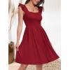 imageANRABESS Womens Summer Short Dress 2025 Square Neck Sleeveless A Line Ruffled Wedding Casual Cute Teen Beach Mini SundressWine Red