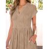 imageANRABESS Womens Summer V Neck Cap Sleeve Tunic Short Dress 2025 Casual Fit Textured Aline Beach Vacation SundressKhaki