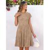 imageANRABESS Womens Summer V Neck Cap Sleeve Tunic Short Dress 2025 Casual Fit Textured Aline Beach Vacation SundressKhaki