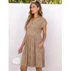 imageANRABESS Womens Summer V Neck Cap Sleeve Tunic Short Dress 2025 Casual Fit Textured Aline Beach Vacation SundressKhaki