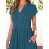 imageANRABESS Womens Summer V Neck Cap Sleeve Tunic Short Dress 2025 Casual Fit Textured Aline Beach Vacation SundressLake Blue