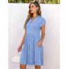 imageANRABESS Womens Summer V Neck Cap Sleeve Tunic Short Dress 2025 Casual Fit Textured Aline Beach Vacation SundressLight Blue