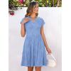 imageANRABESS Womens Summer V Neck Cap Sleeve Tunic Short Dress 2025 Casual Fit Textured Aline Beach Vacation SundressLight Blue
