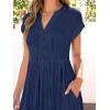 imageANRABESS Womens Summer V Neck Cap Sleeve Tunic Short Dress 2025 Casual Fit Textured Aline Beach Vacation SundressNavy Blue