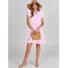 imageANRABESS Womens Summer VNeck Drawstring Ruffle Cap Short Sleeve Casual Shift Mini Dress with PocketsPink