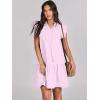 imageANRABESS Womens Summer VNeck Drawstring Ruffle Cap Short Sleeve Casual Shift Mini Dress with PocketsPink