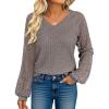 imageANRABESS Lace Long Sleeve Tops for Women 2025 Fall Business Casual V Neck Shirts Work Office Trendy Blouses Fashion OutfitsCool Ash Brown
