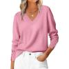 imageANRABESS Sweaters for Women Long Sleeve V Neck Shirts Business Casual Work Blouses 2025 Fall Loose Knit Pullover Sweater TopsCoral Pink