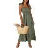 imageANRABESS Women Summer Casual Strap Smocked Maxi Flowy Tiered A Line Beach Travel Sundress Wedding Guest OutfitsArmy Green