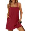 imageANRABESS Women Summer Dress 2025 Beach Vacation Outfits Tennis Athletic Workout Romper Dress Built in Shorts Travel ClothesDeep Red
