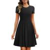 imageANRABESS Women Summer Short Sleeve Ribbed Knit Fit ampamp Flare ALine Flowy Business Casual Work Basic Mini Dress with PocketsBlack