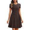 imageANRABESS Women Summer Short Sleeve Ribbed Knit Fit ampamp Flare ALine Flowy Business Casual Work Basic Mini Dress with PocketsDark Coffee