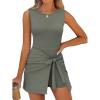 imageANRABESS Women Summer Sleeveless Bodycon Tie Waist Romper Skort Mini Tennis Athletic Dress Built Shorts Casual Vacation DressArmy Green