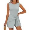 imageANRABESS Women Summer Sleeveless Bodycon Tie Waist Romper Skort Mini Tennis Athletic Dress Built Shorts Casual Vacation DressLight Green