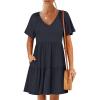 imageANRABESS Womens 2025 Summer Beach Vacation Dress Flutter Short Sleeve V Neck Flowy Casual Spring Mini Dress with Pockets Navy Blue Large