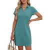 imageANRABESS Womens Casual Summer T Shirt Dress Short Sleeve V Neck Mini Shift Dresses 2025 Fashion Vacation Travel OutfitBlue Cyan