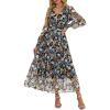 imageANRABESS Womens Floral Long Sleeve Maxi Dress V Neck Chiffon Flowy Boho ALine 2025 Fall Wedding Guest Party Wrap DressesFloral Black